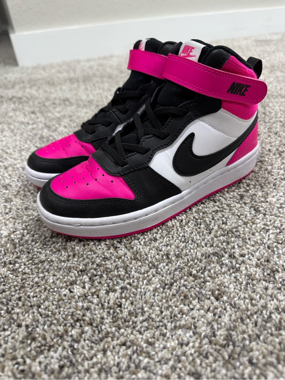 Nike Kids Hot Pink, Black & White High-Top Sneakers